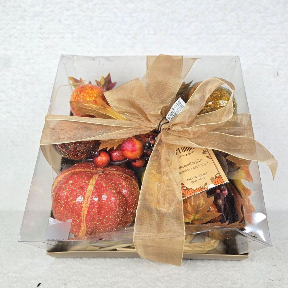Pier 1 Imports Decorative Fall Filler Potpourri Ghourd Pumpkin Centerpiece NEW